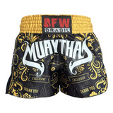 Short Muay Thai Tailandês Cetim Patch Cromado