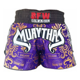 Short Muay Thai Tailandês Cetim Premium Roxo dourado