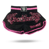 Short Muay Thai World Combat Shock Preto E Rosa