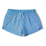 Short Praia Feminino Minnie Mouse Bolhas Desenho Fofo