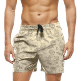 Short Praia Shorts Banho Verão Desenho Livros Traços 1358