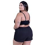 Short Praia Tactel Feminino Plus Size De Banho Piscina Bermuda Tactel Com Elastano Soltinha BR Alfa XXG Plus Size Regular Preto 