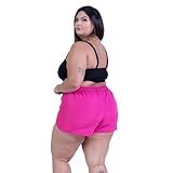 Short Praia Tactel Feminino Plus Size De Banho Piscina Bermuda Tactel Com Elastano Soltinha BR Alfa XXG Plus Size Regular Rosa 