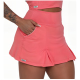 Short Saia Com Bolso Beach Tennis Academia Tecido Duplo
