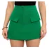 Short Saia Curta Forrado Feminina Alfaiataria Bolsos Botão