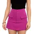 Short Saia Curta Forrado Feminina Alfaiataria Bolsos Botão