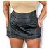 Short Saia Curta Plus Size Couro Fake Preto 46 Ao 52 Premium