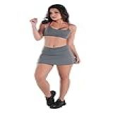 Short Saia Fitness Academia Beach Tennis Mescla Recorte Neon BR Alfa M Regular Regular Laranja 