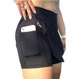 Short Saia Fitness Com Bolso Suplex Roupa Feminina Academia