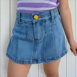 Short Saia Jeans Menina Infantil Criança