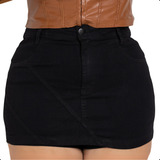 Short Saia Jeans Plus Size Feminino Com Lycra Verão Desfiado