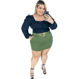 Short Saia Plus Size Tamanho 48 Ao 52 Tecido Bengaline.