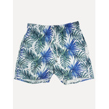 Short Sergio K Masculino Beachwear Folhagem Palm Branco