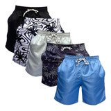 Short Tactel Calção Masculino Kit C 5 Tecido Grosso 3 Bolsos