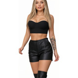 Shortinho Feminino Courino Ziper