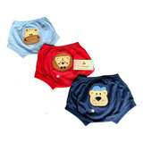 Shorts Bebê Menino Algodão Com Bichinhos Kit 3 Peças