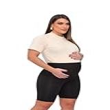 Shorts Bermuda Gestante Maternidade Cós Alto Suporte Para Barriga BR Alfa G Regular Regular Preto 