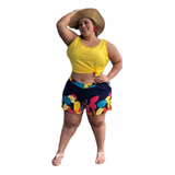 Shorts Crepe Estampado Plus