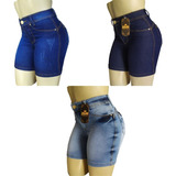 Shorts Feminino Jeans Cintura Alta Meia