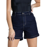 Shorts Feminino Sawary Jeans Bolso Faca Com Lycra 276201