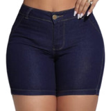 Shorts Jeans Feminino Bermuda Cintura Alta Elastano Promoção