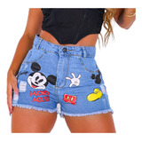 Shorts Jeans Feminino Boyfriend Silkado Mickey