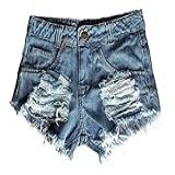 Shorts Jeans Feminino Cintura Alta Destroyed