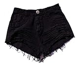 Shorts Jeans Feminino Cintura Alta Destroyed Hot Pants S05 Tamanho 38