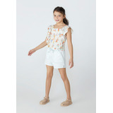 Shorts Jeans Infantil Menina Com Bolsos