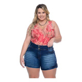 Shorts Jeans Plus Size Azul E Preto Bermuda Jeans