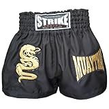 Shorts Muay Thai Strike Boxing Bermuda Calção Modelo Tailandês Bordado BR Alfa M Regular Regular Preto