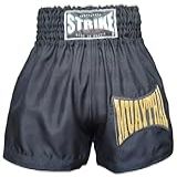 Shorts Muay Thai Strike Boxing Bermuda Calção Modelo Tailandês Bordado Preto Bordado M