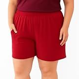 Shorts Plus Size Em Tecido Viscolycra Com 2 Bolsos G6 Ao G8 Cor-vermelho-tamanho-56