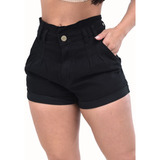 Shorts Preto Clochard Hot Pants Feminino