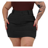 Shorts Saia Bengaline Elastano Alta Feminino Plus Size 