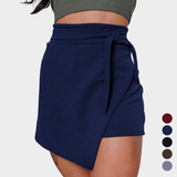 Shorts Saia Feminino Amarração Detalhe Assimétrico Elegante