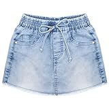 Shorts Saia Infantil Look Jeans C Elástico Jeans Moletom   UNICA   02