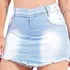 Shorts-saia Jeans Feminino Cintura Alta Desfiado Lycra