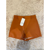 Shorts Zara Original Com Etiqueta Tamanho 38 Laranja