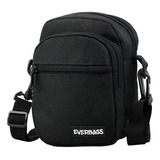 Shoulder Bag Preta Mini Everbags Bolsa Tira Colo Necessaire Cor Preto Desenho Do Tecido Liso