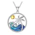 Shusukue Palm Tree Colar 925 Prata Esterlina Ocean Wave Cola