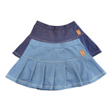 Sia Shorts Infantil Jeans Fake Azul Menina 01 10 Anos Pregas