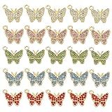 SiegYma Pingente De Pingente De Borboleta E Strass 25 Peças Pingente De Liga Colorida Para Joias Colar Pulseira Brinco Artesanato 5 Cores Liga Metálica 1