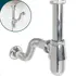 Sifão Copo Cromado Metal 1 1/4 Para Pia Suspensa Cuba Com Sifao Aparente Banheiro Luxo Sifao De Parede Com Tubo Ajustável Lavatório Lavabo Dona D.cor