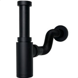 Sifão Copo Preto Fosco 7 8 Pol Ajustável Aço Inox 304 Para Pia Suspensa Cuba Com Sifao Aparente Adaptável Banheiro Com Tubo De Saida Dobrável Metal Lavatório Lavabo Dona D cor