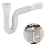 Sifão Multiuso Flexível Para Pias Tanques E Outros Cor Branco Sifão Sanfonado Ajustável Tubo Multiuso Universal 70cm Dudall Cor Branco