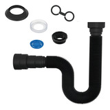 Sifão Universal Sanfonado 1 10m Preto C  Canopla Blukit