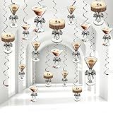 Silipull 30 Peças Espresso Martini Pendurado Redemoinho Decorações Um Tini Bit Decorações De Pendurar Mais Antigas Tini Bar Decorações De Aniversário Arco Martini Flâmulas De Teto De Café Para
