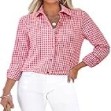 Siliteelon Camisa Feminina Xadrez