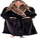 Silver Lilly Roupão Feminino De Pelúcia Casaco Longo De Lã Sherpa Roupão De Banho Spa De Pele Sintética Roupão De Banho Presente De Hanukkah De Natal Pele Sintética Preta P M